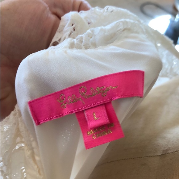 Lilly Pulitzer White Lace and Silky Top - Picture 3 of 3